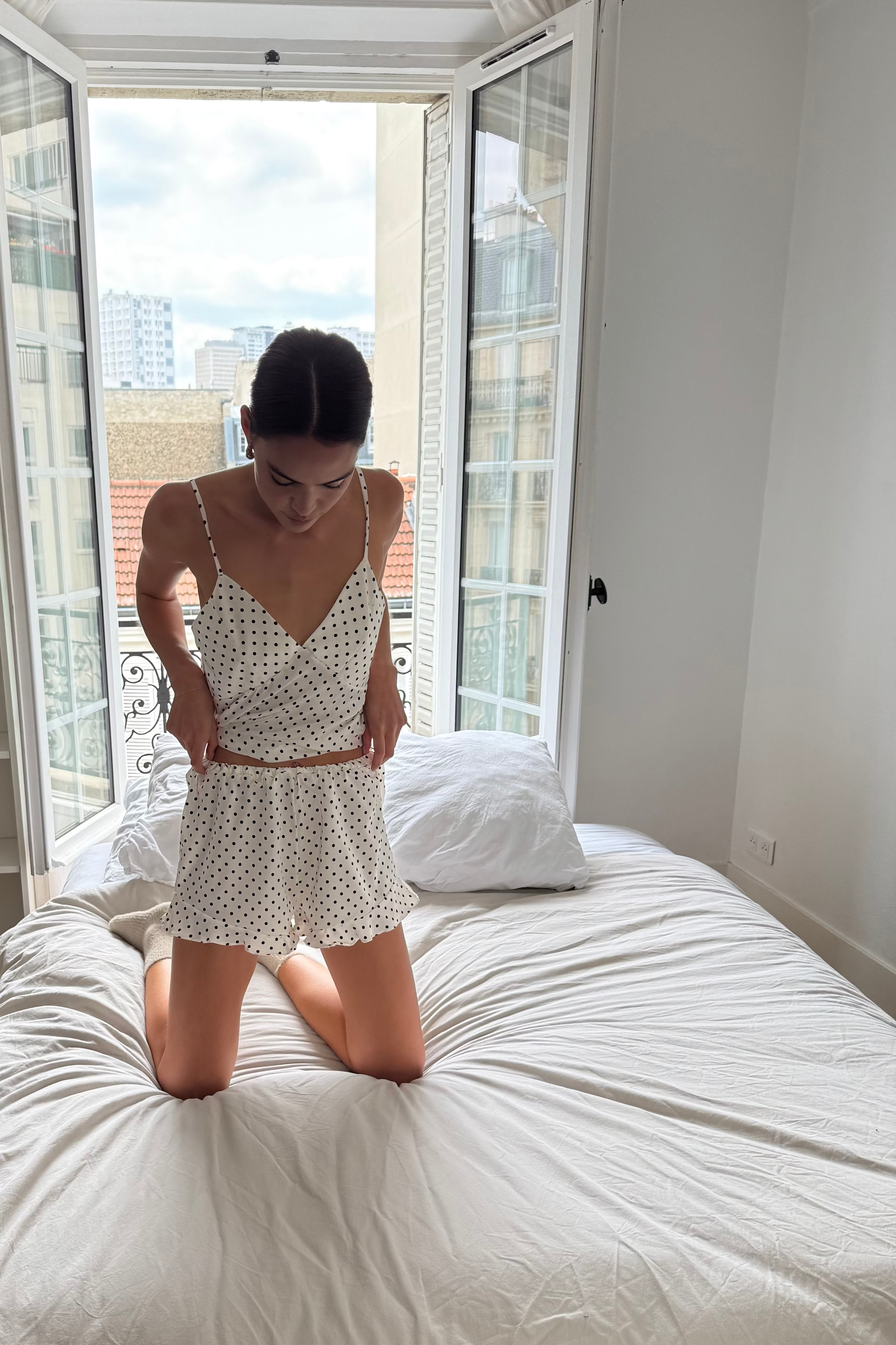 Charlie Shorts and Loulou Cami White Polkadot