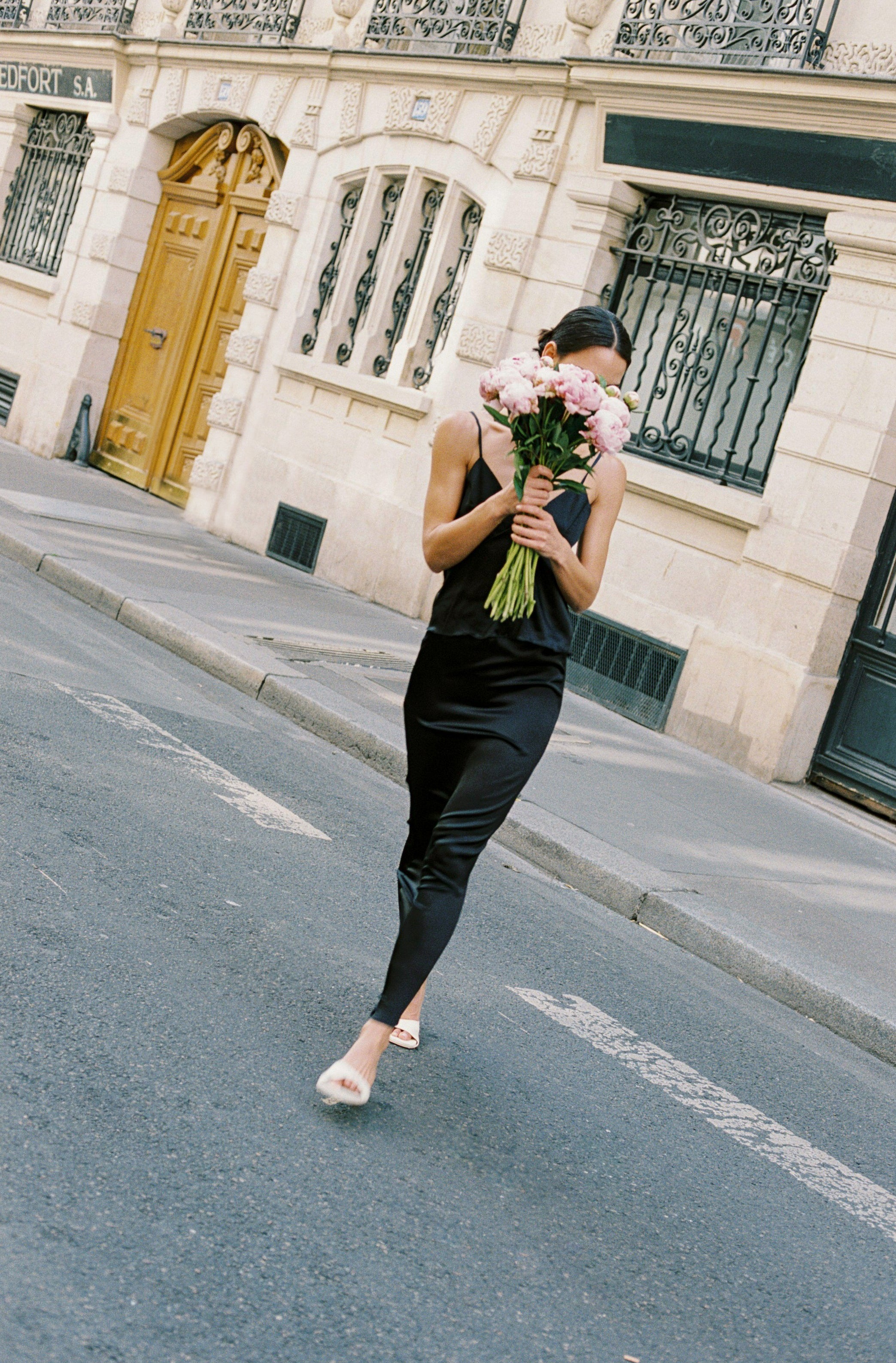 Juliette Silk Skirt and Loulou Cami Noir