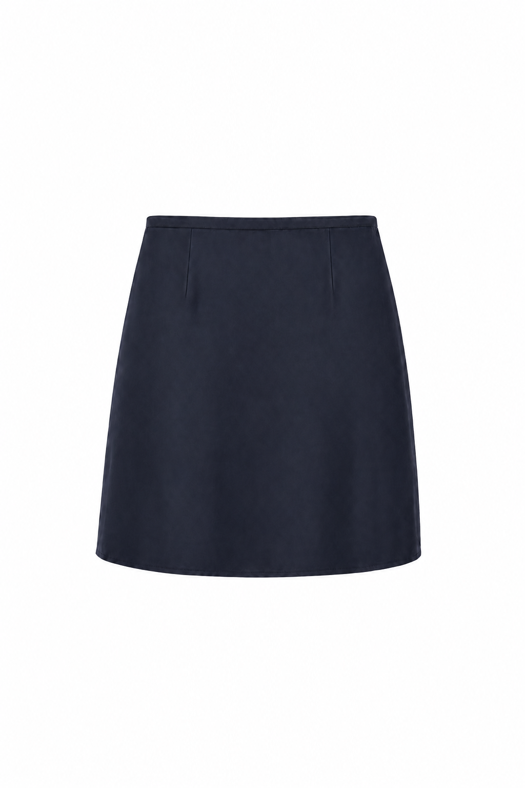 AUDĒRE. Vero cupro-blend wrap mini skirt in Black, front view on a white background.