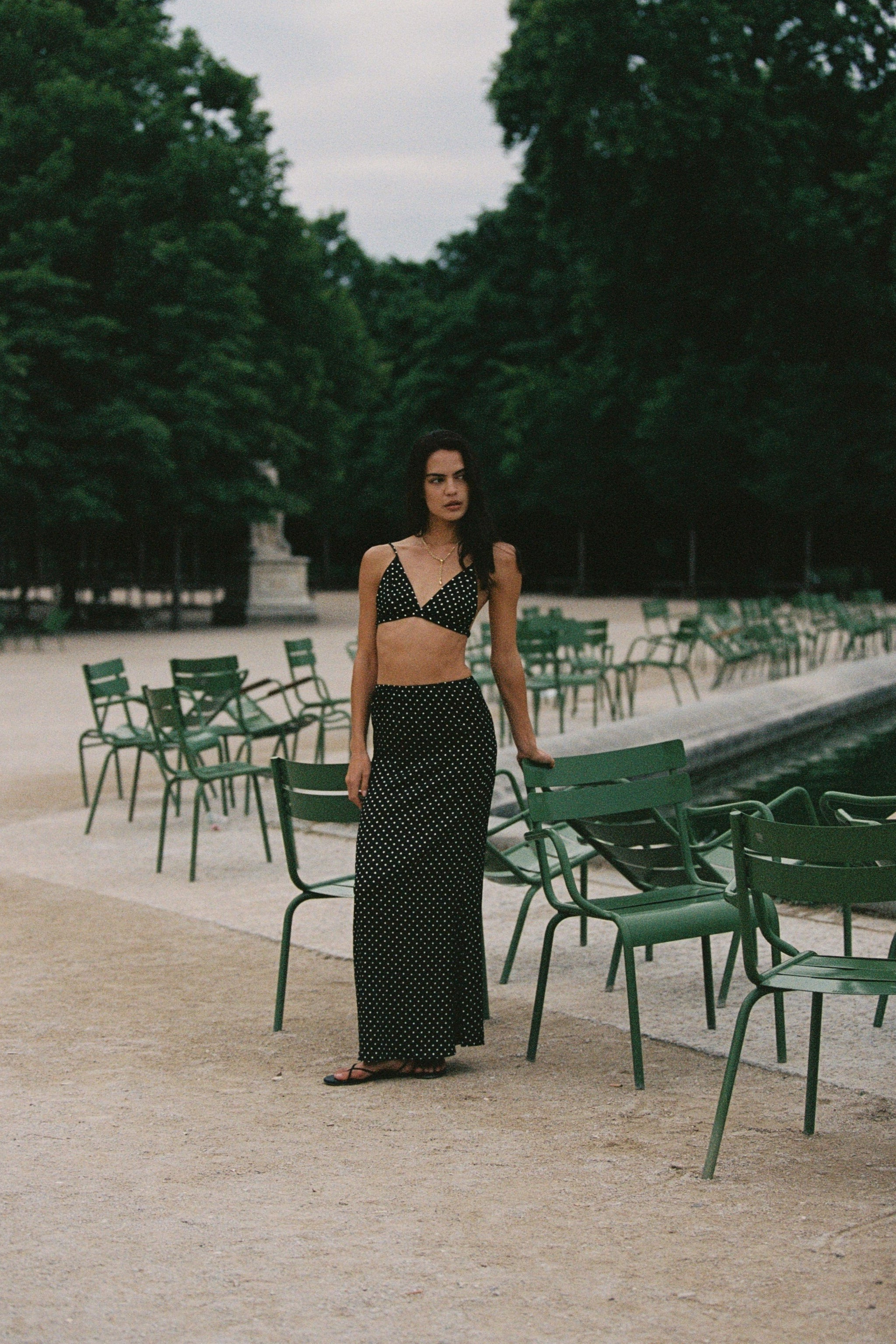 Juliette Skirt and Harriette Bralette Black Polkadot 