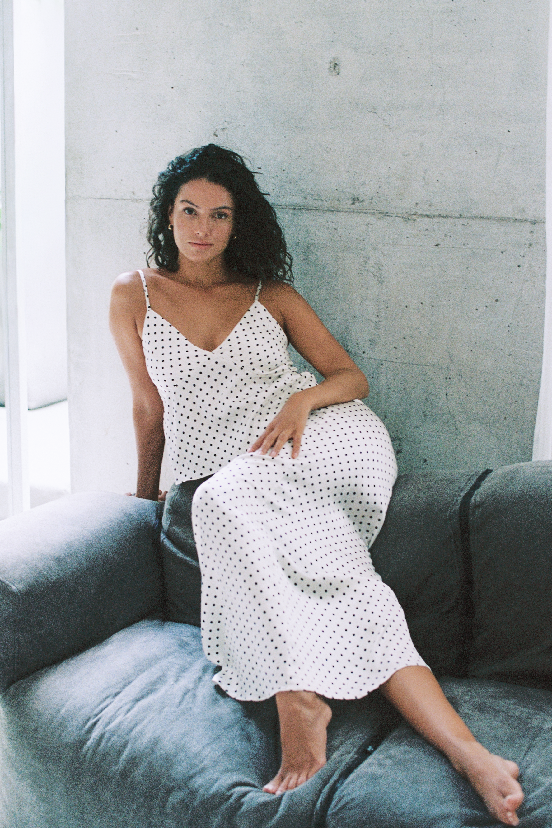 Loulou Silk Cami White Polkadot