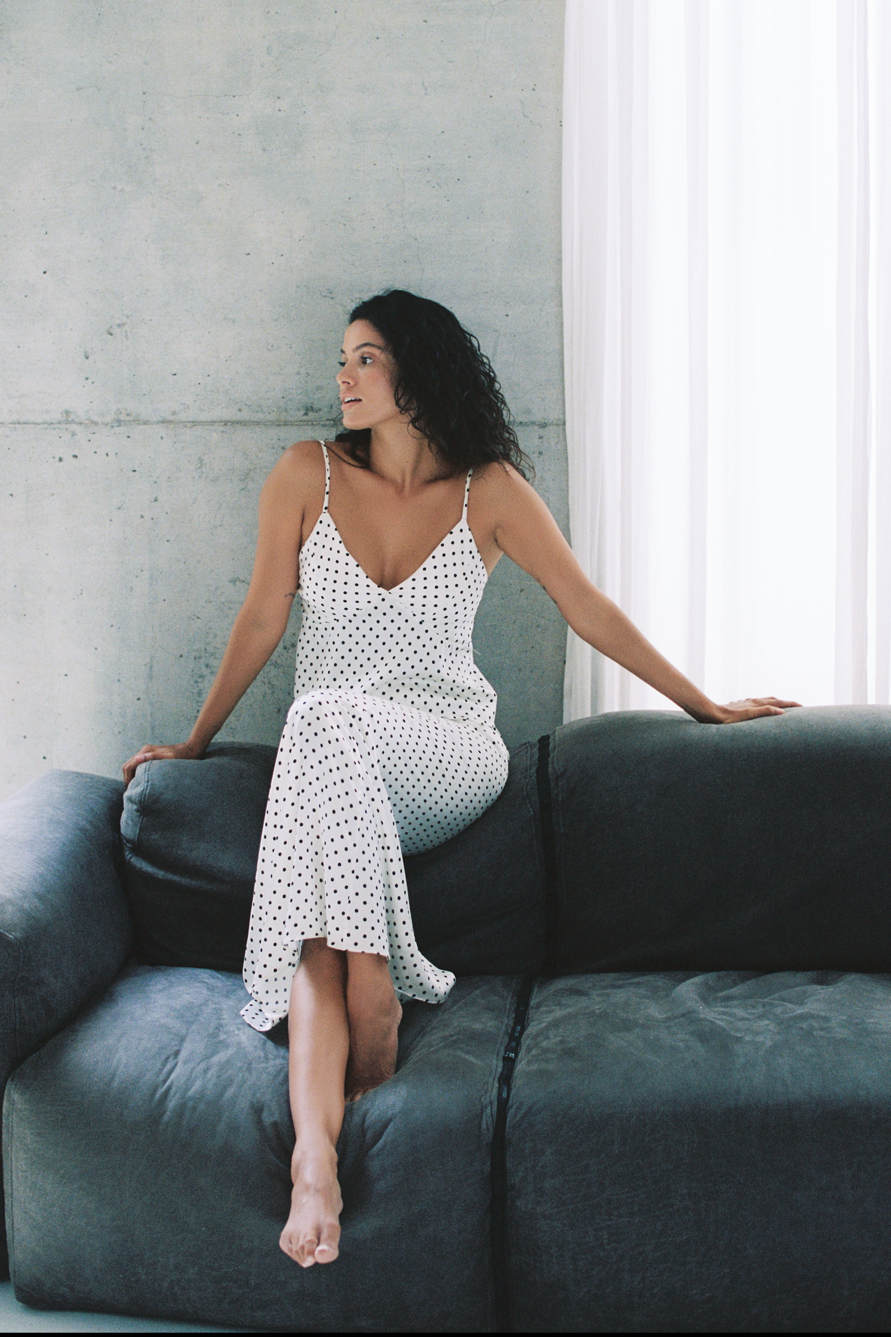 Loulou Silk Cami White Polkadot