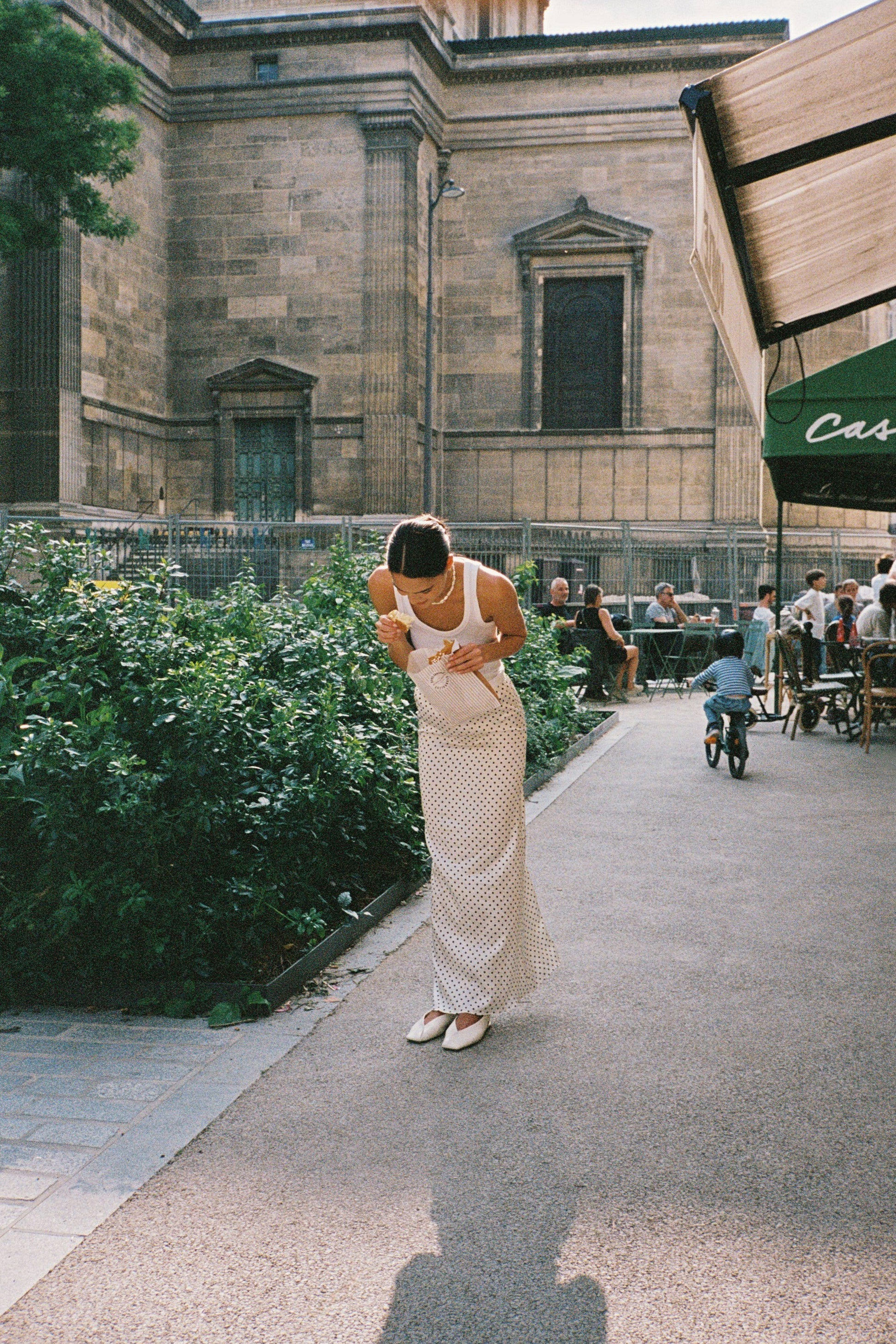 Juliette Silk Skirt White Polkadot